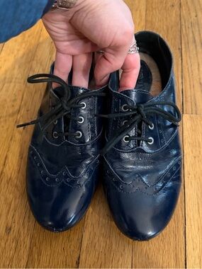Born Navy Patent Wingtip Oxfords